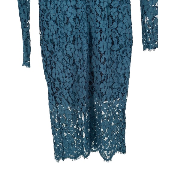 Bardot Midnight Lace Long Sleeve Midi Dress in Ash Blue NWT size 4 - Picture 7 of 14